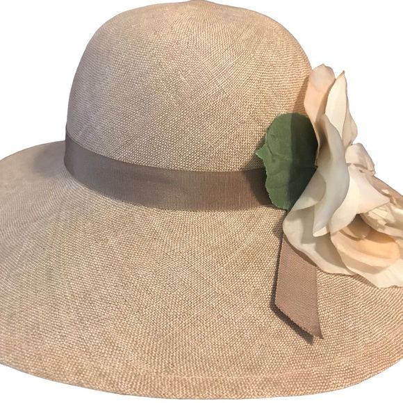 Betmar Summer Hat Tan Flower& Ribbon Size 7” - Picture 3 of 6